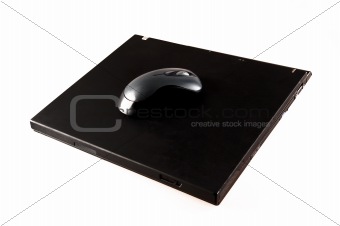 isolated black closed laptop computer