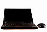 isolated black open laptop computer