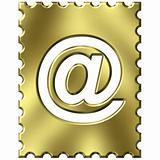3d golden stamp with email symbol