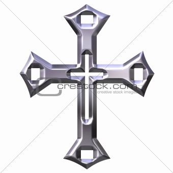 3D Silver Artistic Cross