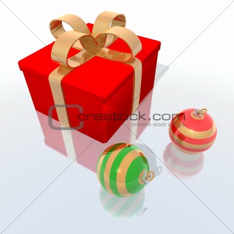 gift and christmas balls