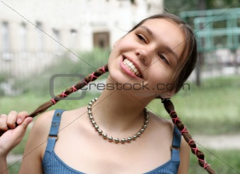 Girl with braids smiling