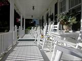 Classic White Wood Porch with Rocking Chairs