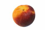 One tasty ripe peach is isolated on a white background