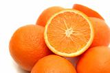 It is a lot of oranges on a white background
