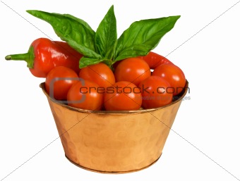 Basil, Tomatoes, and Pepper