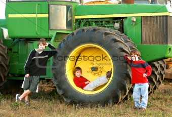 Boys and a Large Tractor
