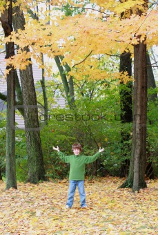 Boy in the Fall Trees