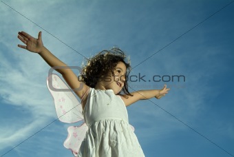 young girl flying