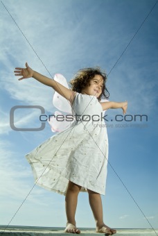 young girl flying