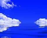 Clouds reflected in a blue ocean