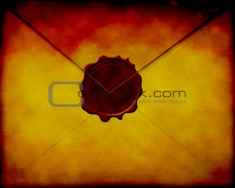 Old paper envelope with wax seal