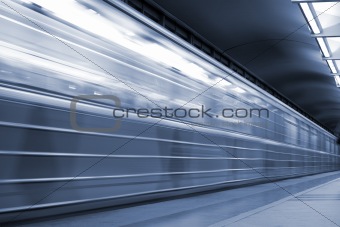 Train in a Subway. Underground station