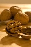 Walnuts on wooden table