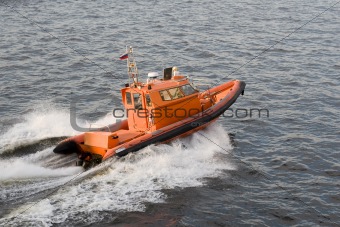 Orange speed-boat