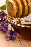 lavender honey with fresh flowers. sweet food 