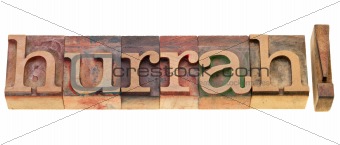 hurrah in letterpress type