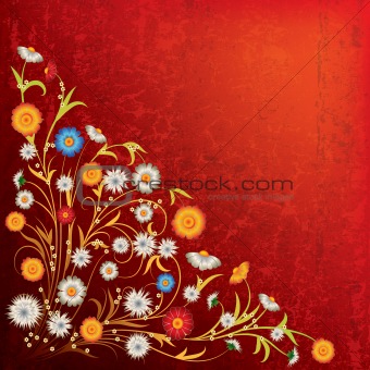abstract grunge illustration with flowers