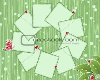 vector flower scrap background with butterfly and ladybird