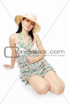 Girl in the beach clothing
