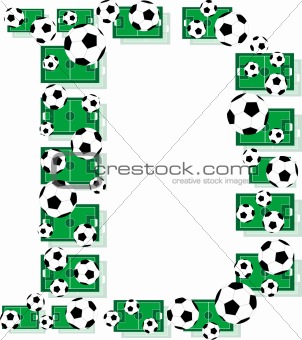 D, Alphabet Football letters made of soccer balls and fields
