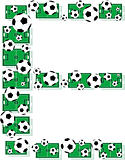 E, Alphabet Football letters made of soccer balls and fields