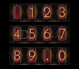 Vector nixie tube with digits