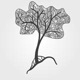 vector stained glass stylized tree, monochrome