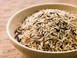 Bowl Of Uncooked Wild, Basmati And Red Carmague Rice