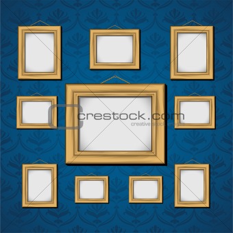 Picture Frames On Blue Wall