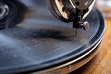 close up of a very old gramophone