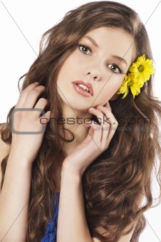 fresh girl with flower in hair