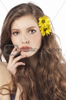 fresh girl with yellow flower