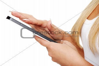 Beautiful woman using tablet computer 