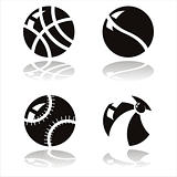 black sport balls icons