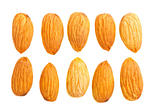 Almond nuts on white