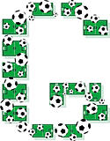 G, Alphabet Football letters made of soccer balls and fields