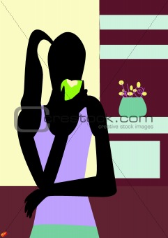 A woman eating green apple