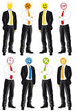 businessmen with symbol heads, vector