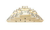 Stacks of One Hundred Dollar Bills Isolated on a White Background.