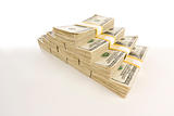 Stacks of One Hundred Dollar Bills Isolated on Gradation.