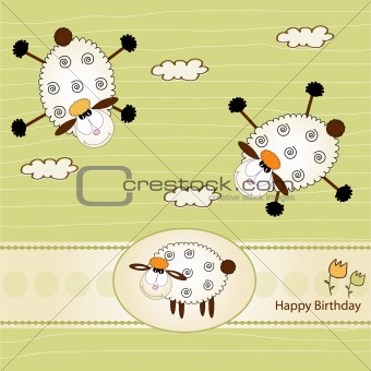 birthday greeting card with sheep