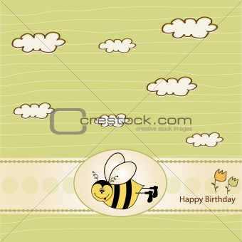 birthday greeting card with bee