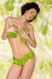 woman with cabbage and green lettuce