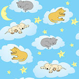 Background with sleepy animals and blue night sky