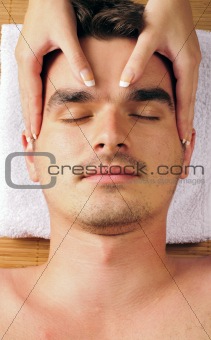 Man getting a face massage
