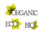 Bio, organic and eco labels with floral elements