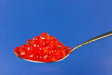red salmon roe in a spoon 