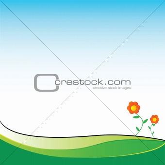 two flowers on a field with place for your text