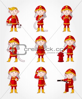cartoon Fireman icon set

